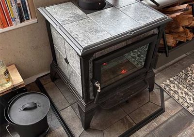 image of the soapstone fireplace
